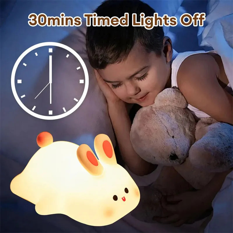 Little Bunny Cozy Night Light — Soft Squishy Silicone