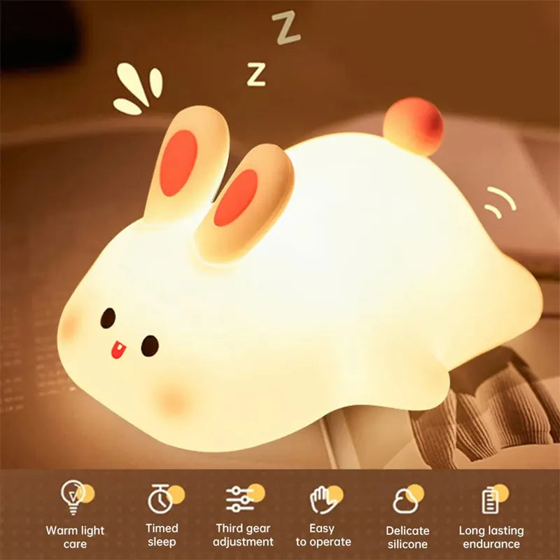 Little Bunny Cozy Night Light — Soft Squishy Silicone