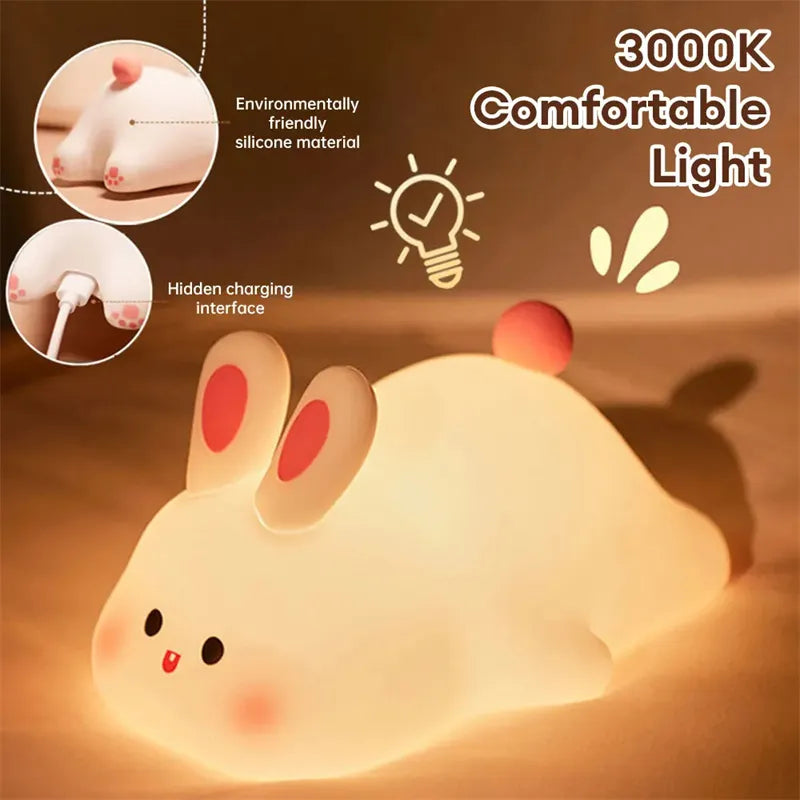 Little Bunny Cozy Night Light — Soft Squishy Silicone